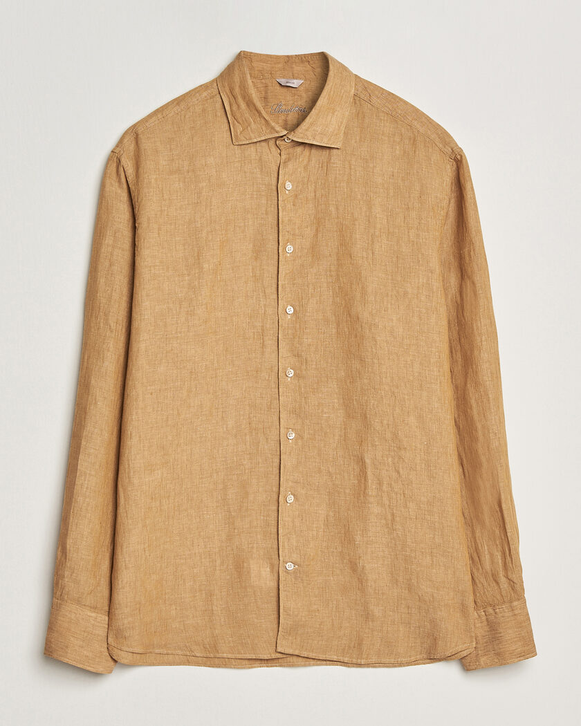 Stenströms Regular Fit Cut Away Linen Shirt Light Brown – Braun