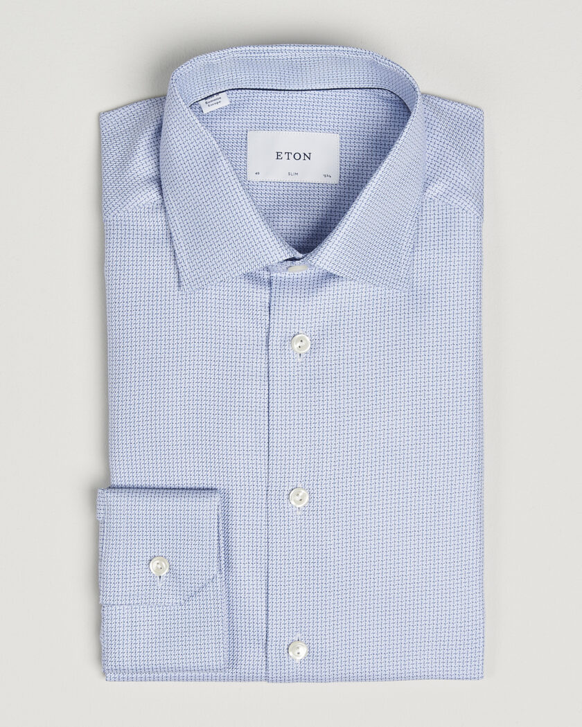 Eton Slim Fit Signature Twill Structured Shirt Mid Blue – Blau