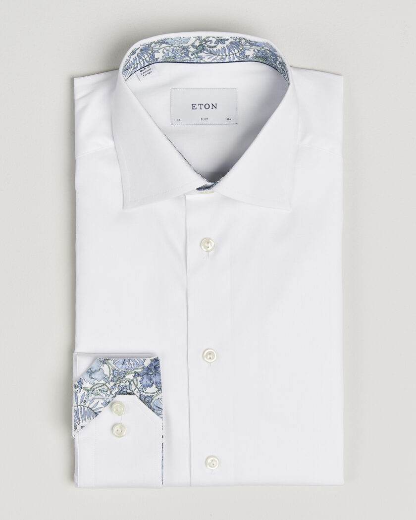 Eton Slim Fit Signature Twill Contrast Shirt White – Weiß