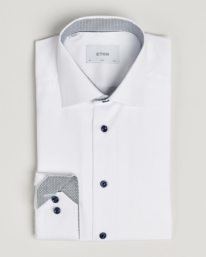 Eton Slim Fit Signature Twill Contrast Shirt White – Weiß