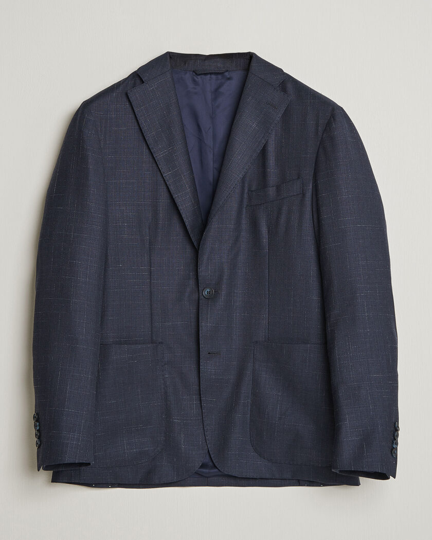 Eton Wool Silk Soft Blazer Navy Blue – Blau