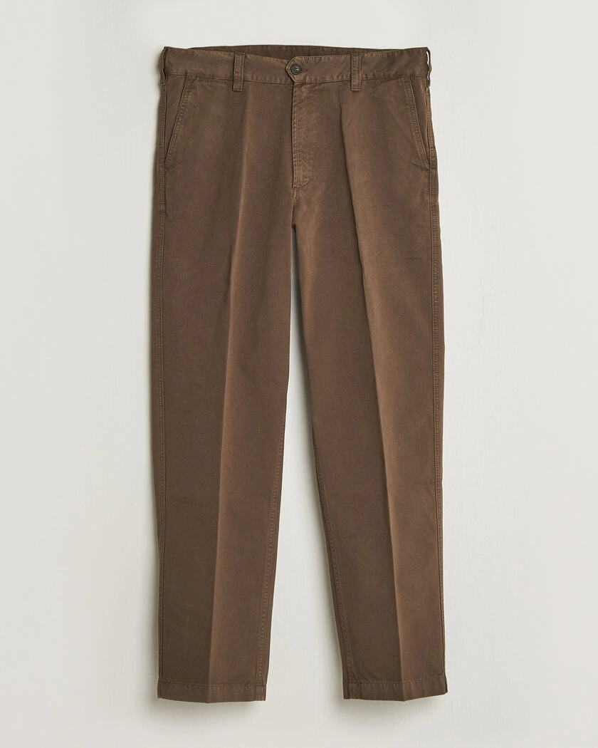 Drake's Peached Flat Front Cotton Chino Brown – Braun