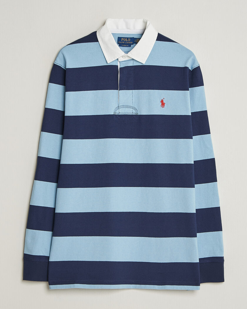 Polo Ralph Lauren Jersey Striped Rugger Powder Blue/Newport Navy – Blau