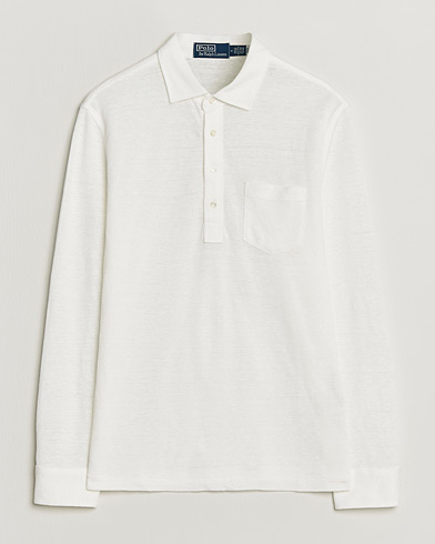 Polo Ralph Lauren Long Sleeve Linen Polo Deckwash White – Weiß