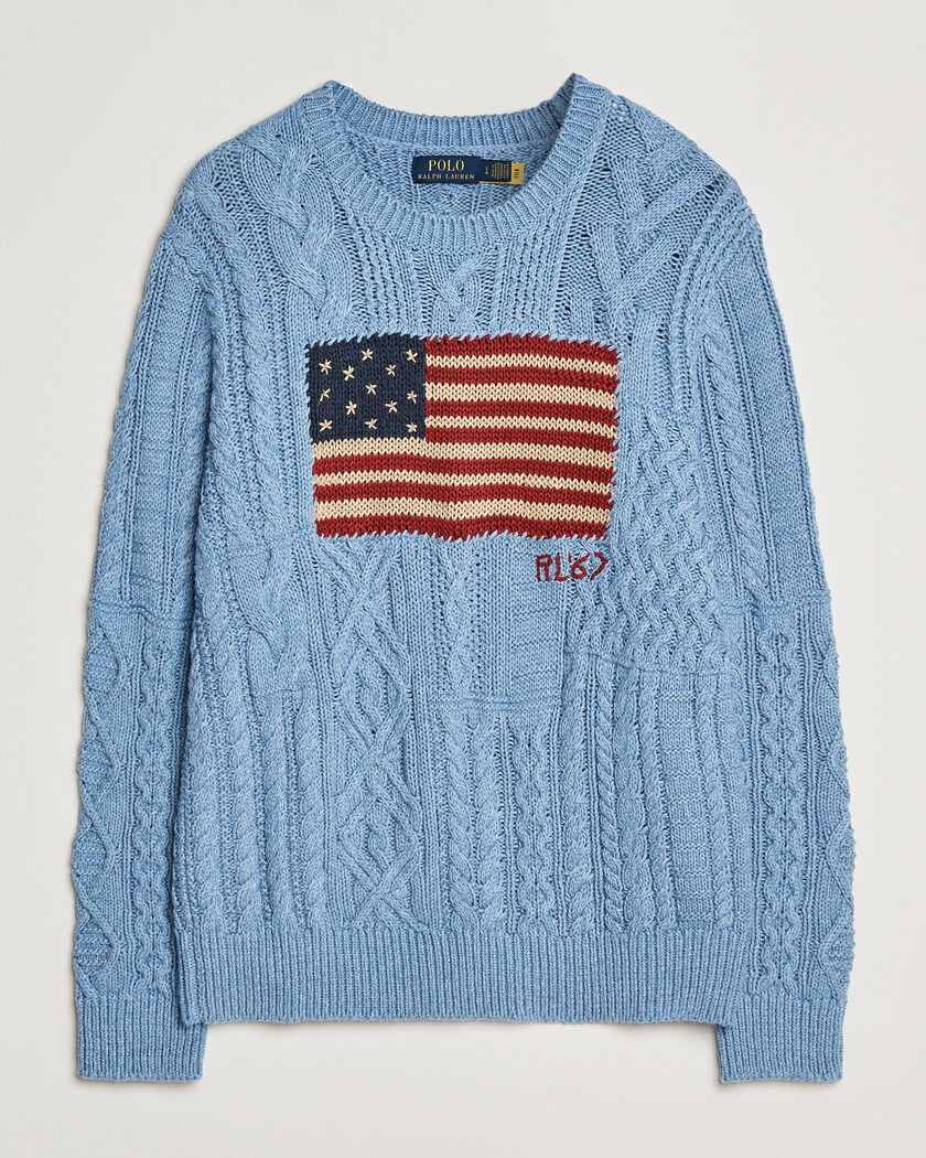 Polo Ralph Lauren Cotton Flag Sweater Light Blue Combo – Blau