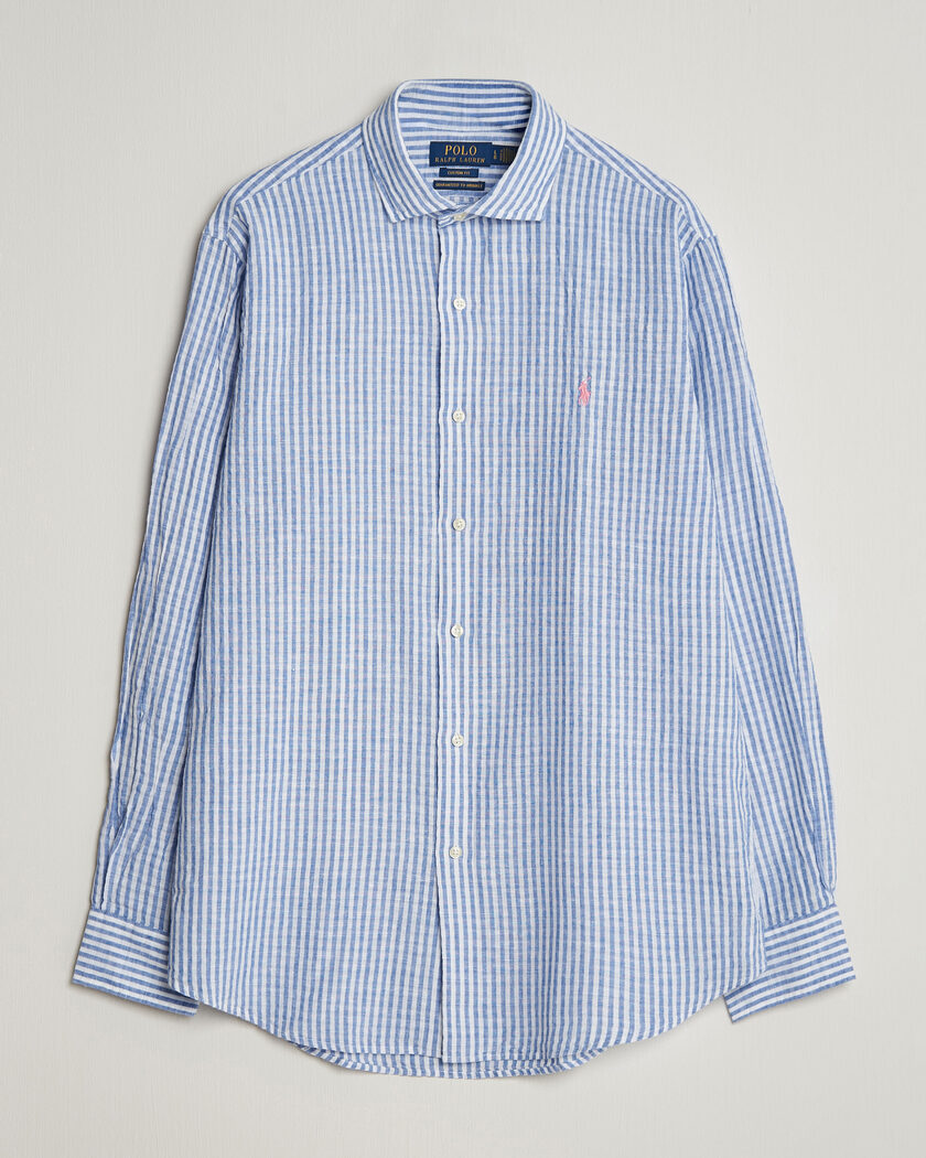 Polo Ralph Lauren Cotton/Linen Seersucker Shirt Blue/White – Blau