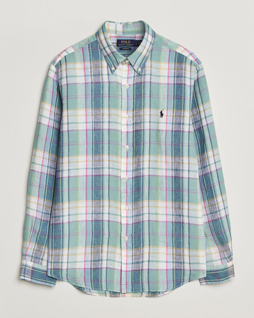 Polo Ralph Lauren Custom Fit Check Linen Shirt Green/Blue/White – Grün