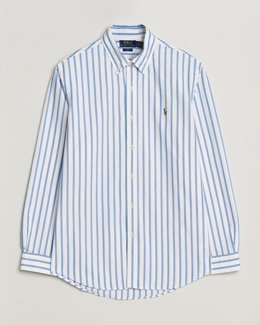  Polo Ralph Lauren Custom Fit Striped Oxford Shirt Blue – Blau