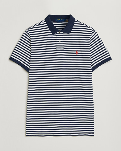 Polo Ralph Lauren Custom Slim Fit Striped Polo Navy/White – Blau