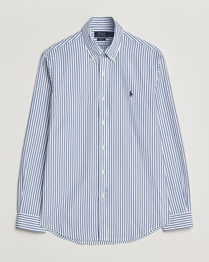 Polo Ralph Lauren Custom Fit Poplin Striped Shirt Blue – Blau