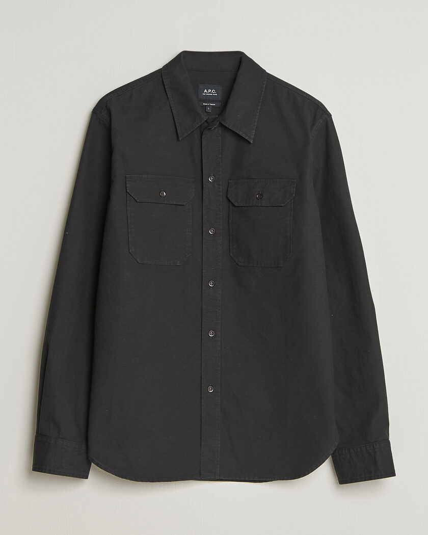 A.P.C. Safari Cotton/Linen Overshirt Faded Black – Schwarz