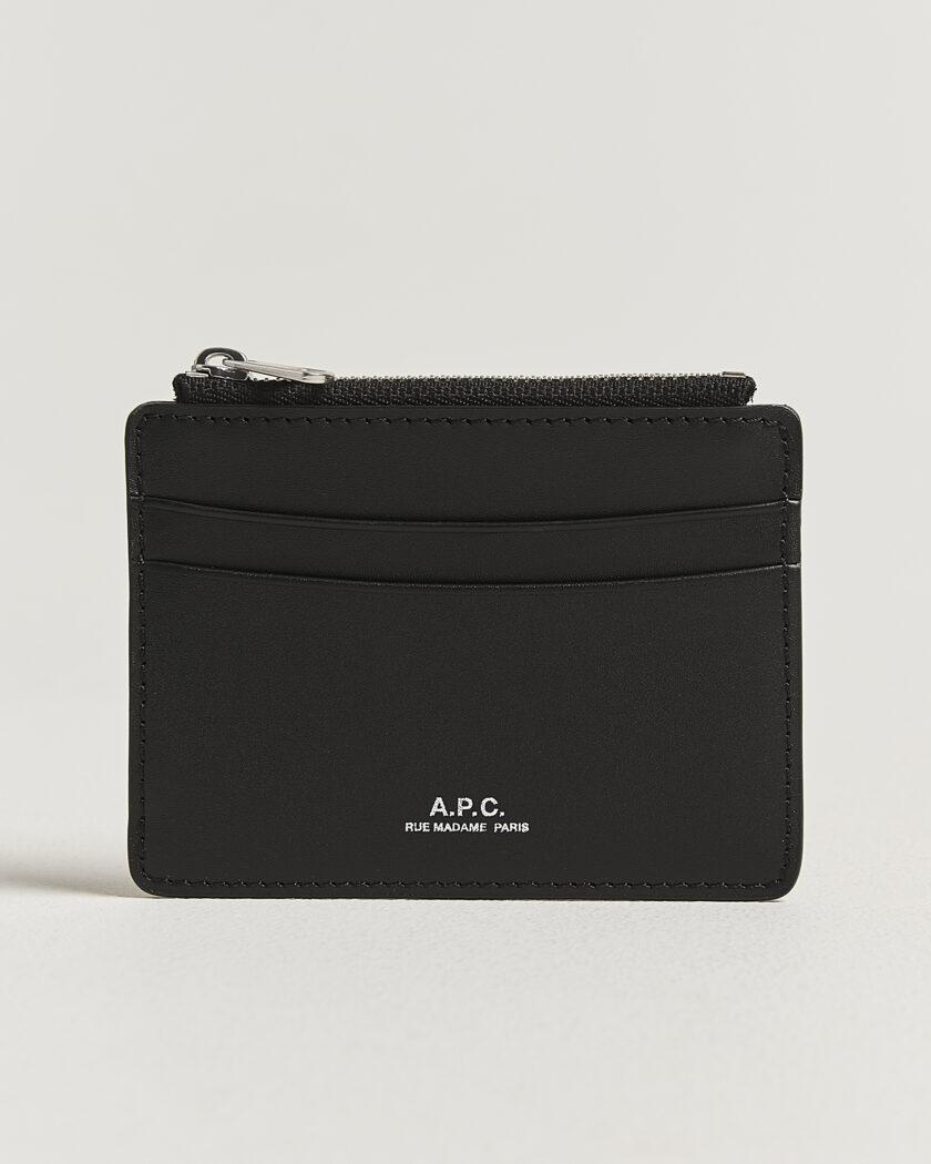A.P.C. Zip Calf Leather Card Holder Black – Schwarz