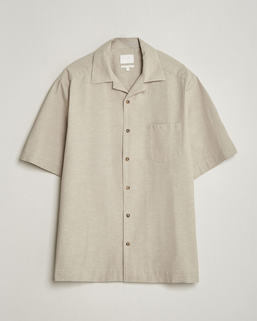 A.P.C. Jude Cotton/Linen Short Sleeve Shirt Sage Green – Grün