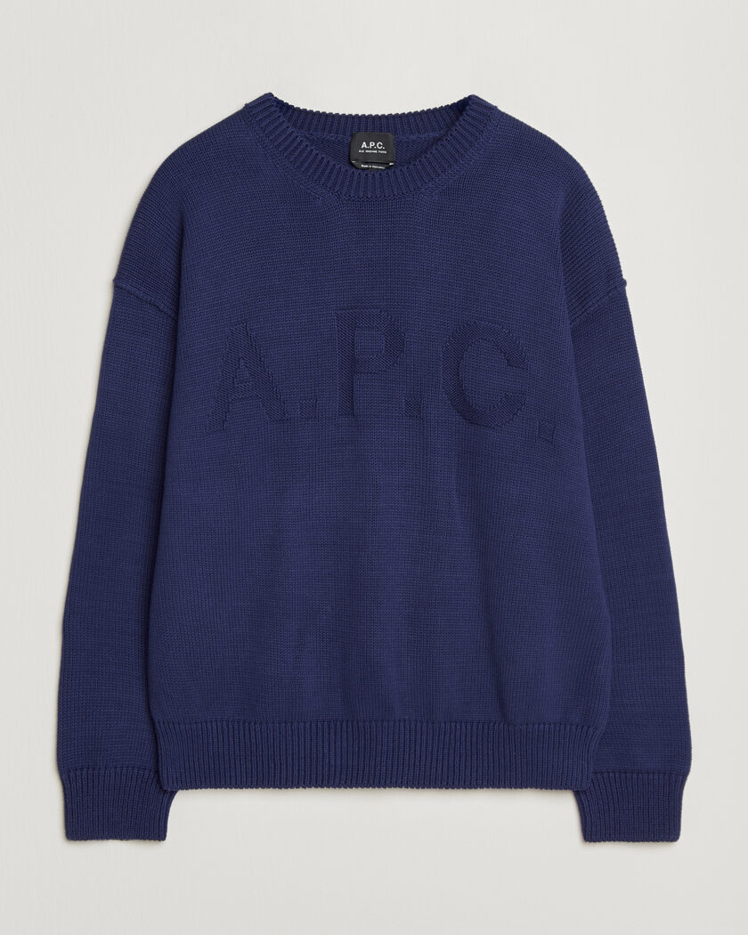 A.P.C. Leo Cotton Knitted Sweater Dark Blue – Blau