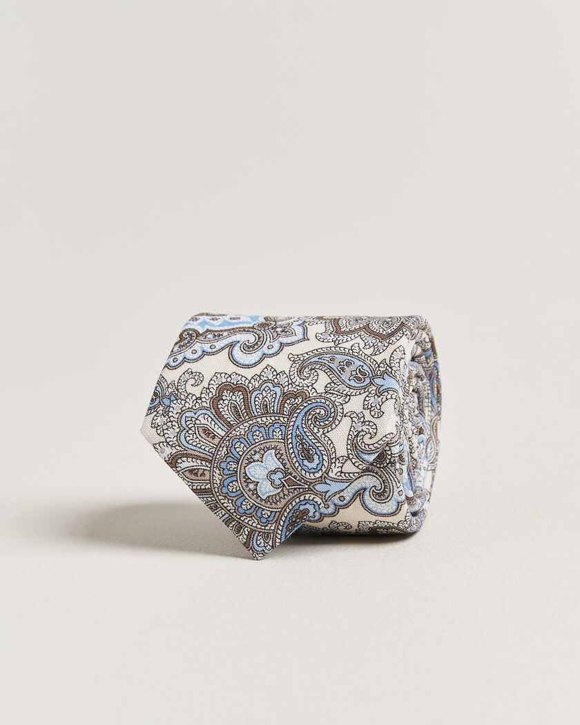Amanda Christensen Linen 8cm Paisley Tie Cream – Weiß