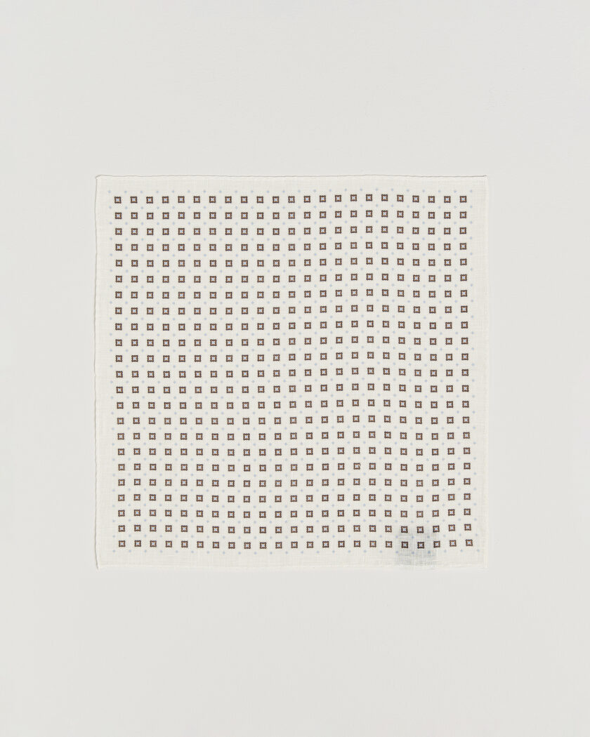 Amanda Christensen Linen Medallion Pocket Square Cream – Weiß