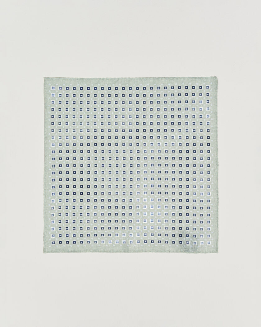 Amanda Christensen Linen Medallion Pocket Square Green – Grün