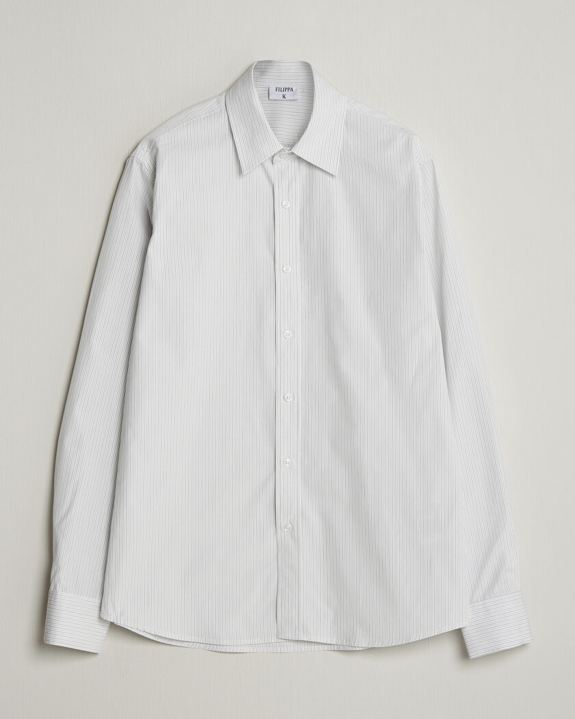 Filippa K Cotton Poplin Striped Shirt White/Black – Weiß