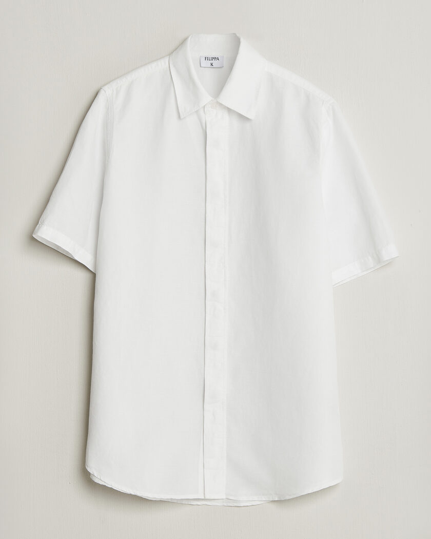 Filippa K Cotton/Linen Short Sleeve Shirt White – Weiß