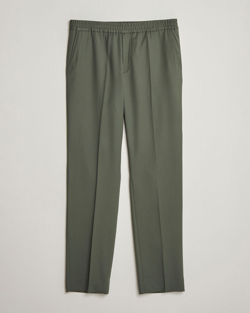 Filippa K Theo Relaxed Wool Trousers Grey Green – Grün