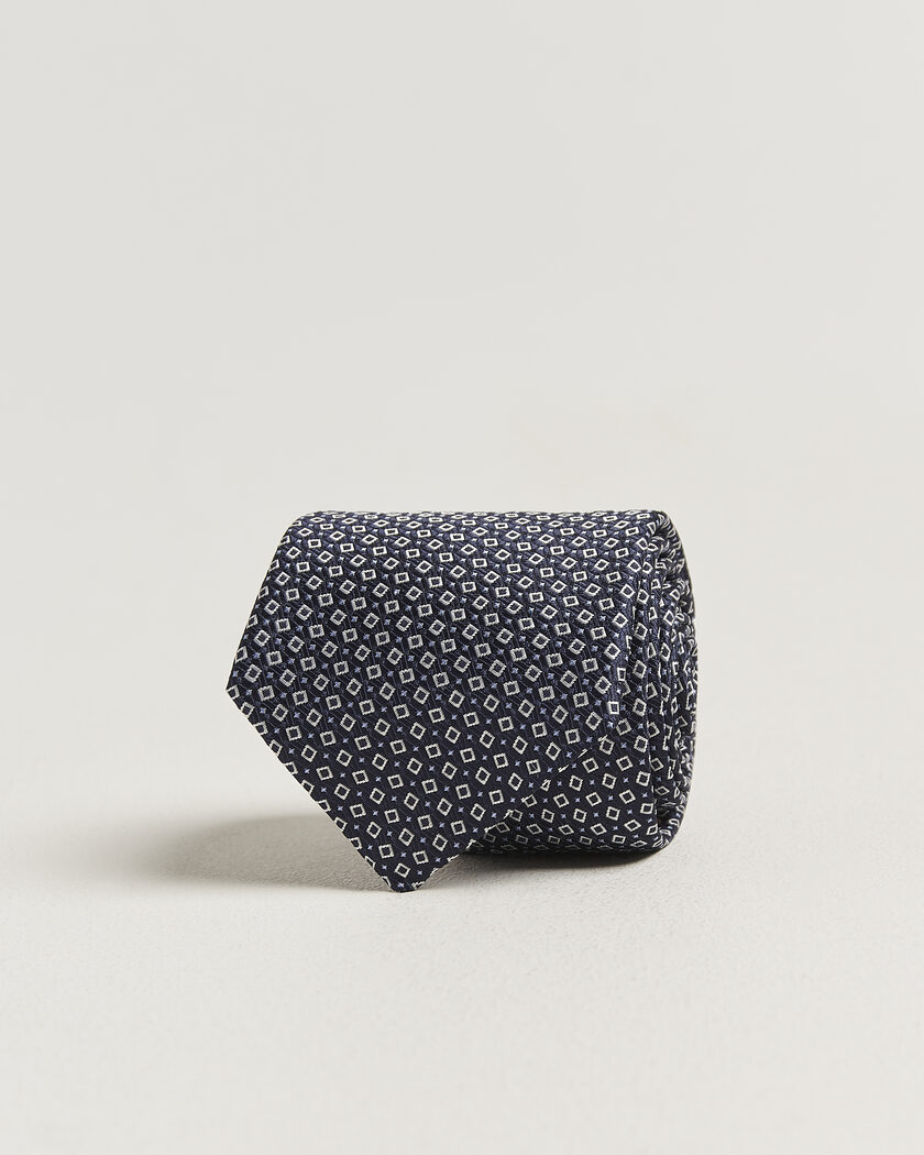 Canali Micro Structure Silk Tie Navy – Blau