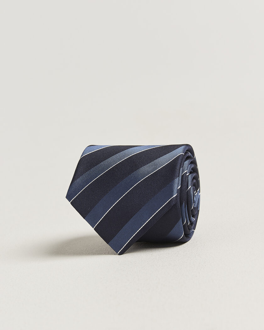 Canali Regimental Stripe Silk Tie Navy/Blue – Blau