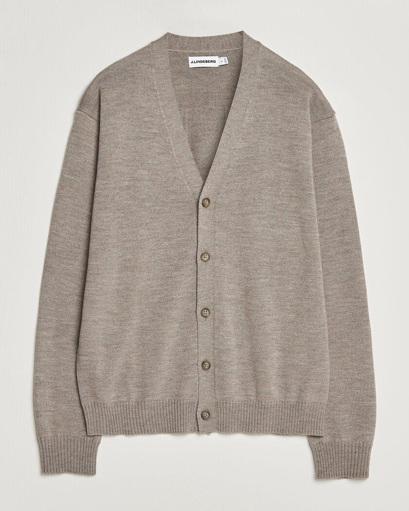 J.Lindeberg Jared Merino Cardigan Brindle Melange – Braun