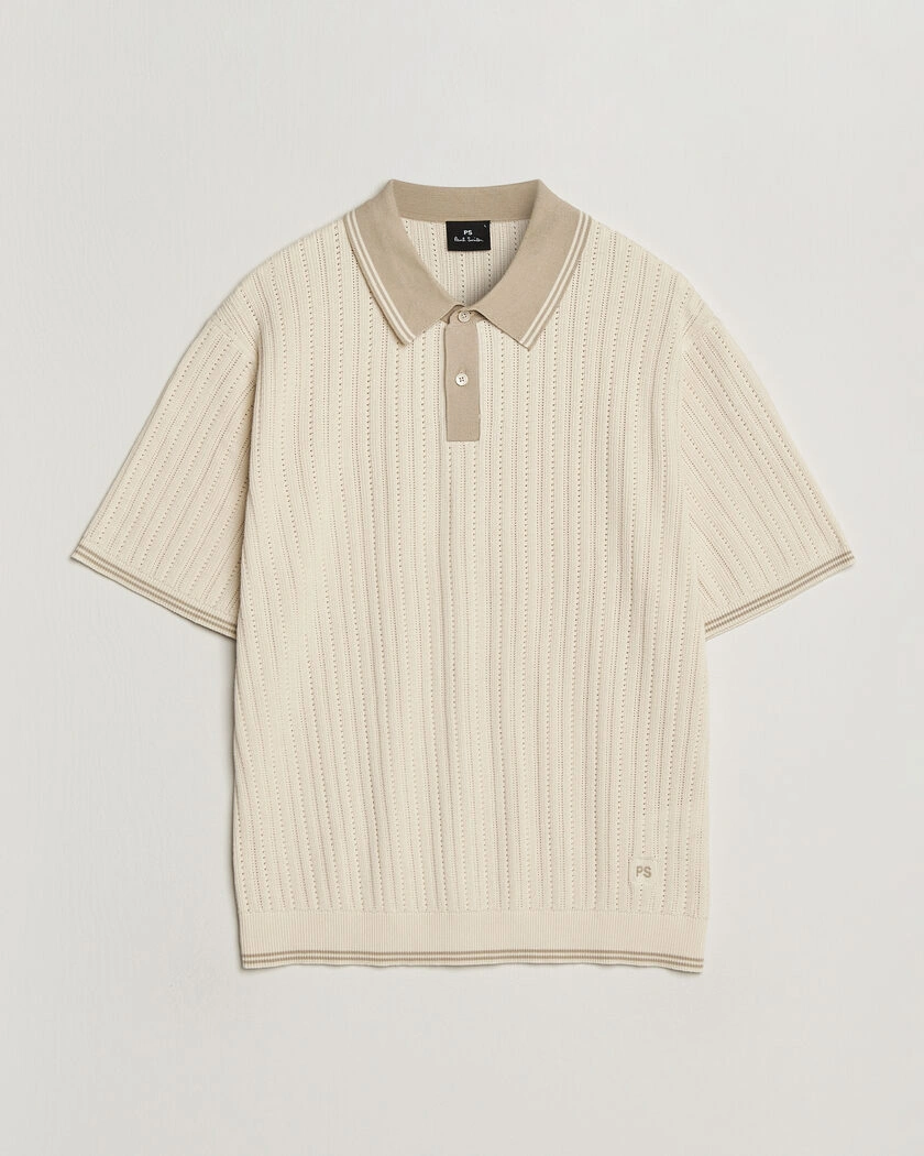 PS Paul Smith Cotton Knitted Polo White – Beige