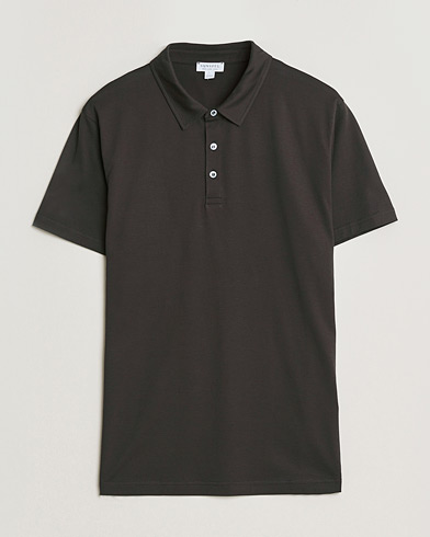 Sunspel Cotton Jersey Polo Dark Chocolate – Braun