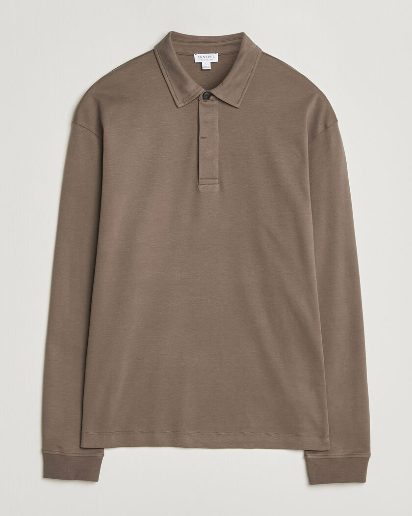 Sunspel Heavy Weight Supima Cotton Long Sleeve Polo Dark Cedar – Braun