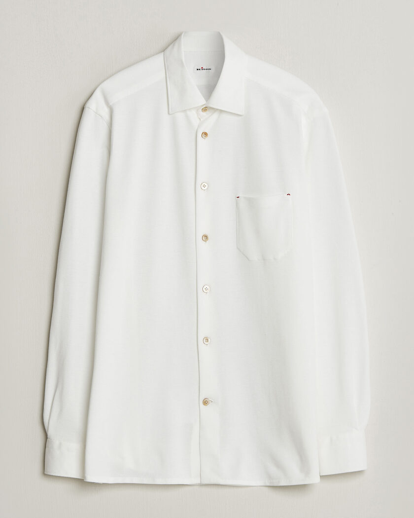 Kiton Jersey Piquet Shirt White – Weiß