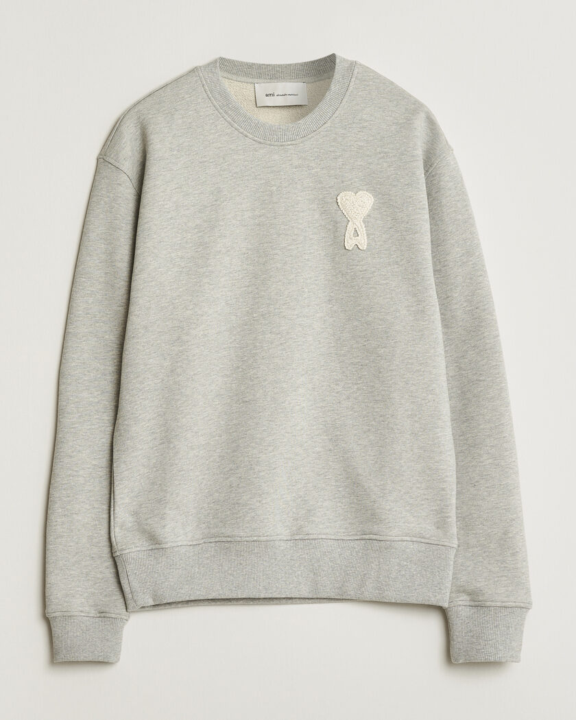 AMI Knitted Heart Logo Sweatshirt Grey Melange – Grau