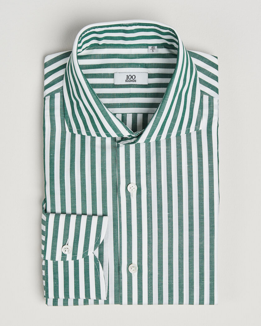100Hands Cotton/Linen Bengal Stripe Shirt Green – Grün