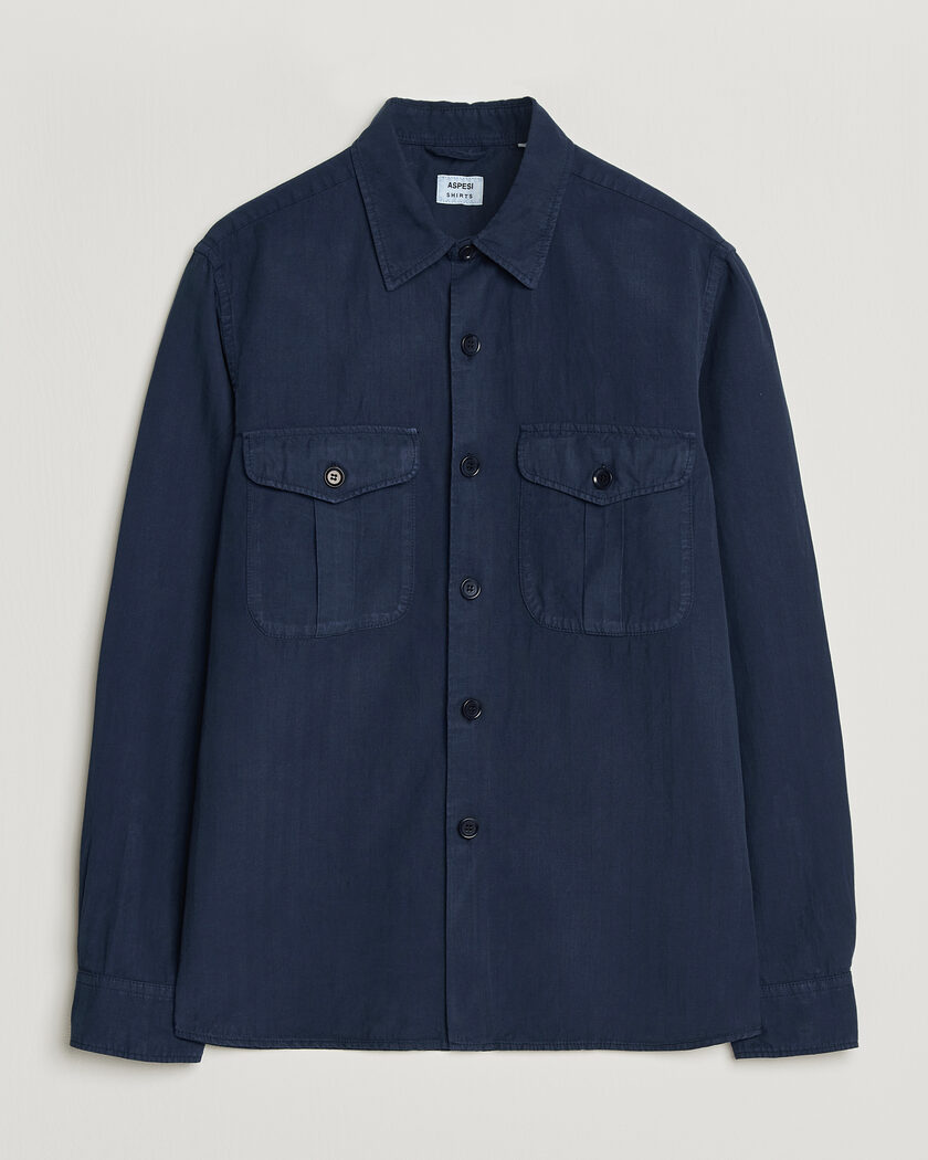 Aspesi Double Pocket Overshirt Navy – Blau