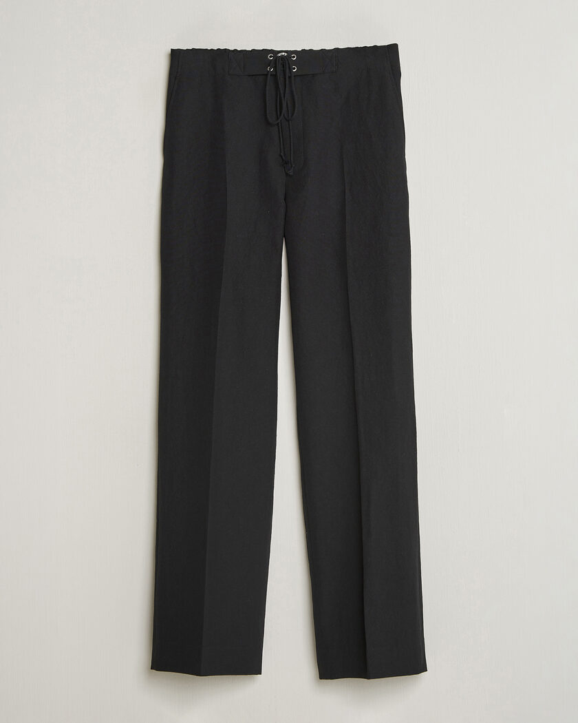 Auralee Wool/Linen Ox Drawstring Pants Black – Schwarz