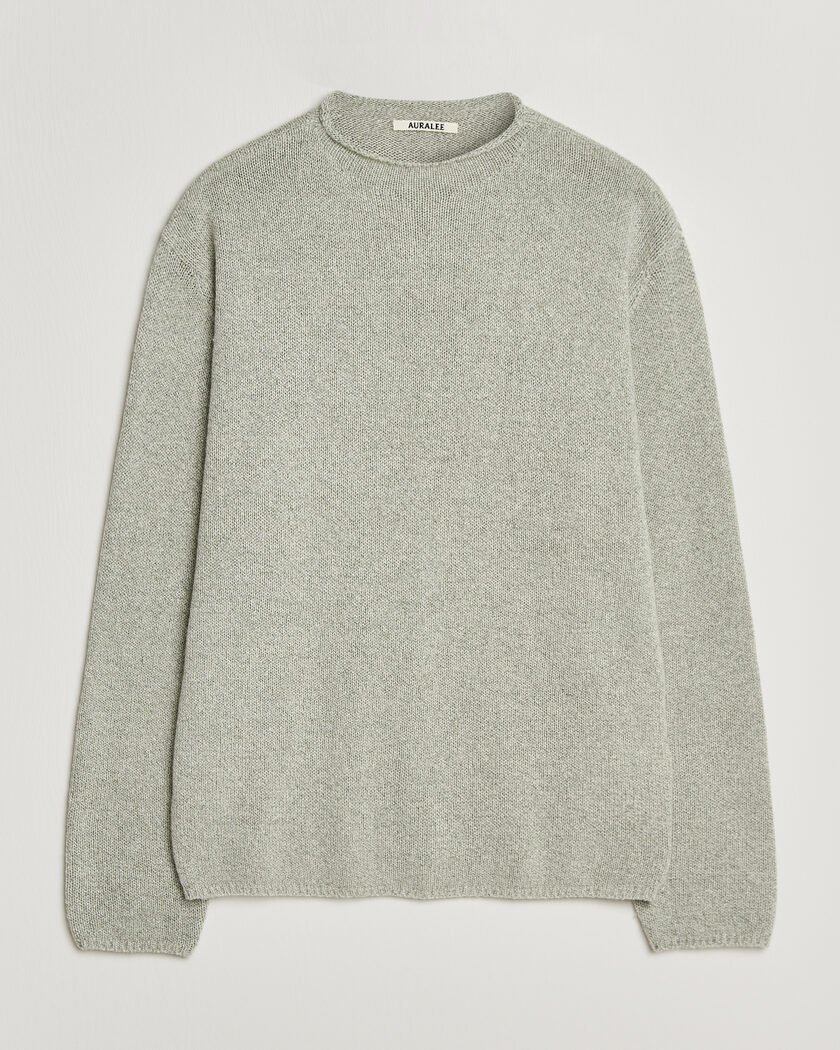 Auralee Cashmere/Silk Crew Neck Mint Melange – Grün