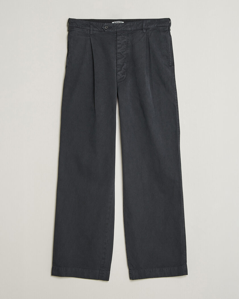 Auralee Garment Dyed Finx Chinos Black – Schwarz