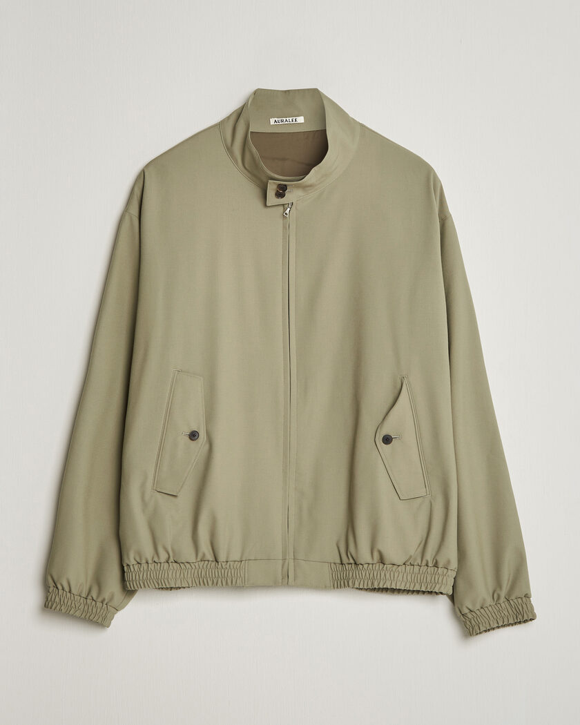 Auralee Wool Zip Bomber Jacket Light Khaki – Grün