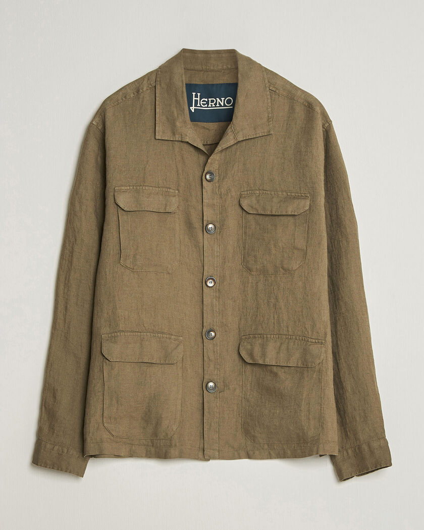 Herno Linen Safari Jacket Military – Grün