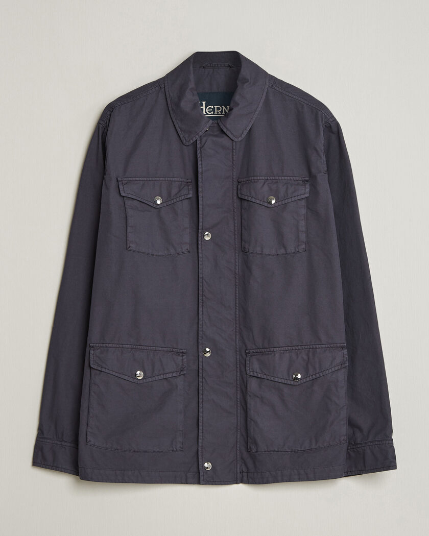 Herno Washed Cotton Field Jacket Navy – Blau