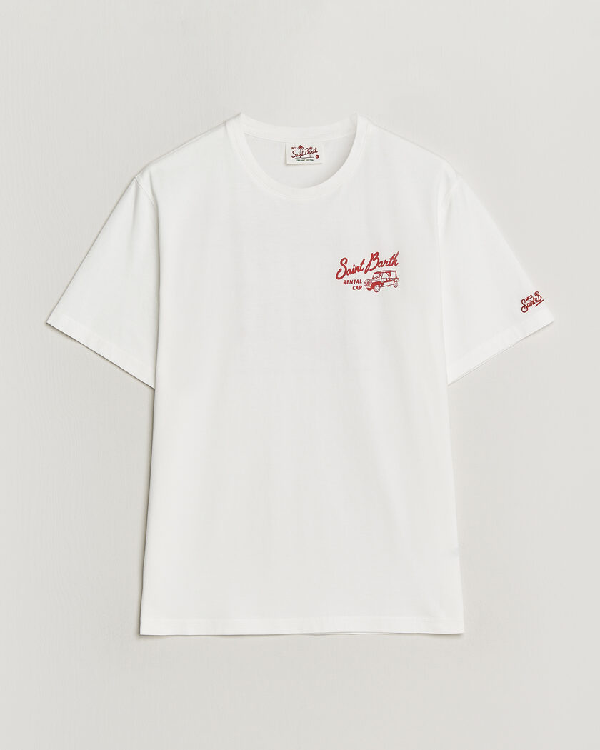 MC2 Saint Barth Back Printed Cotton T-Shirt Rental Car – Weiß