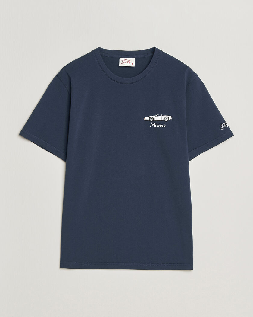 MC2 Saint Barth Printed Cotton T-Shirt Car Miami – Blau