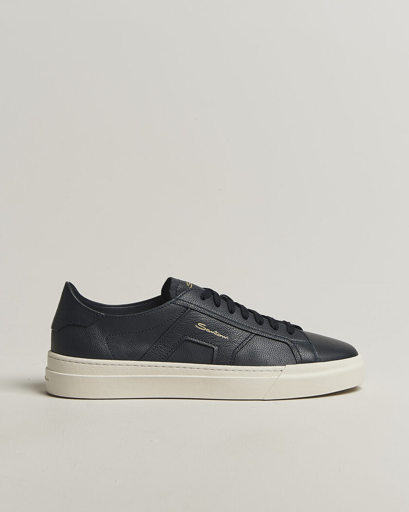 Santoni Double Buckle Sneakers Navy Calf – Blau