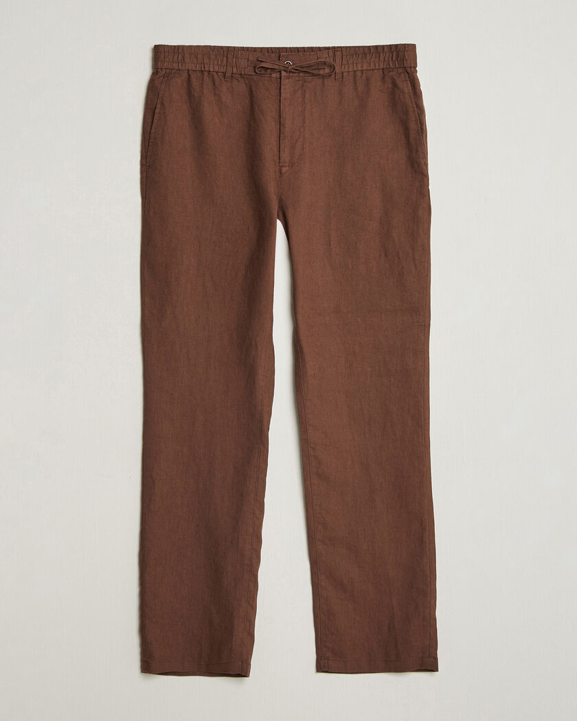 Gant Regular Fit Linen Drawstring Pants Mahogany Brown – Braun