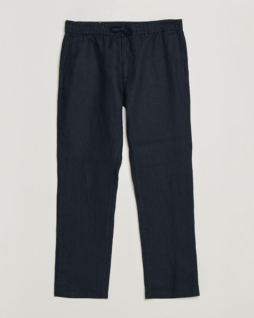 GANT Regular Fit Linen Drawstring Pants Evening Blue – Blau