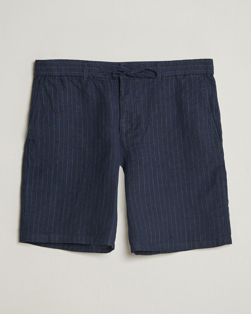 Gant Regular Fit Striped Linen Drawstring Shorts Evening Blue – Blau