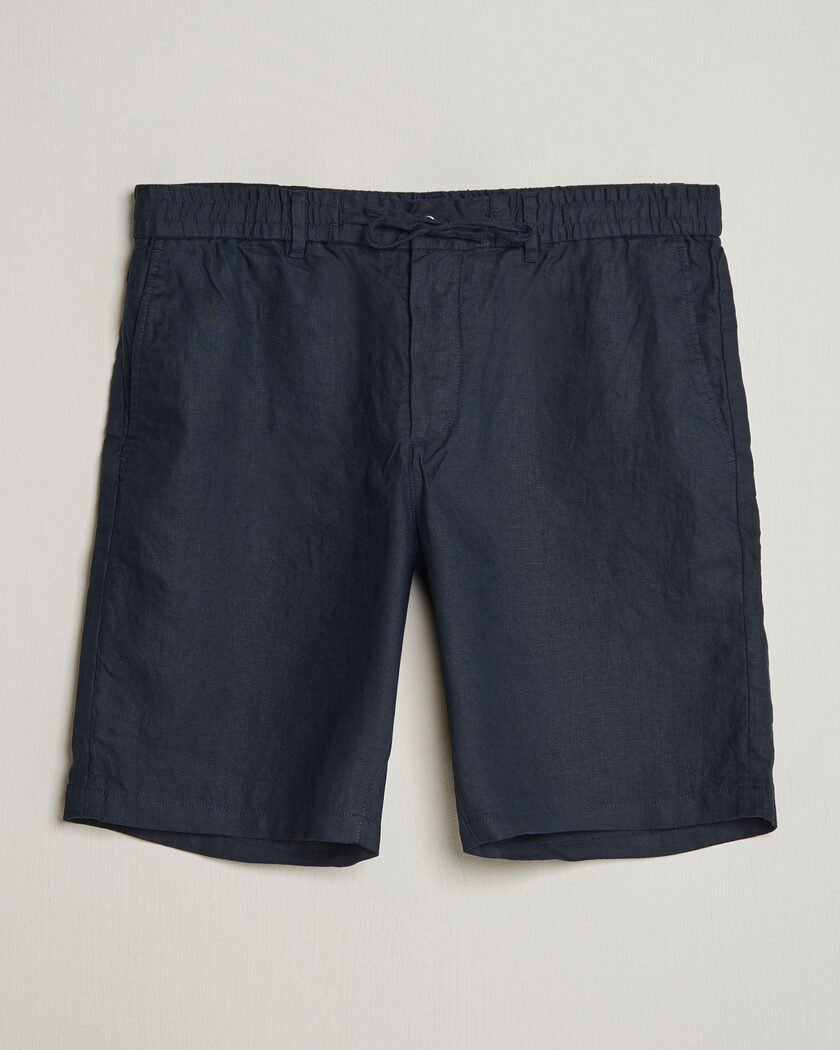 GANT Regular Fit Linen Drawstring Shorts Evening Blue – Blau