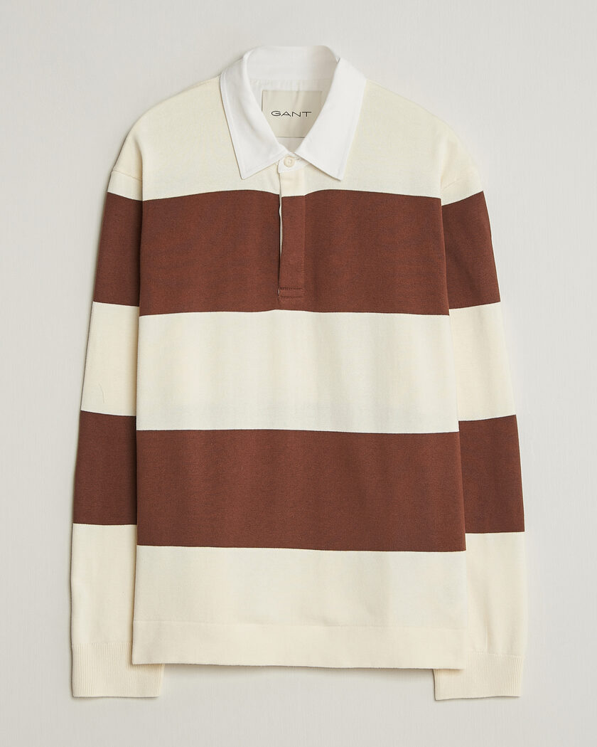 GANT Barstriped Knitted Rugger Cream/Brown – Mehrfarbig