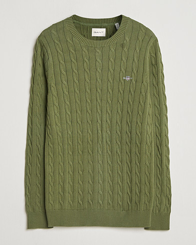 Gant Cotton Cable Crew Neck Pullover Dry Herb Green – Grün