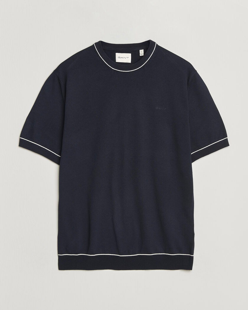 GANT Cotton/Model Knitted T-Shirt Evening Blue – Blau
